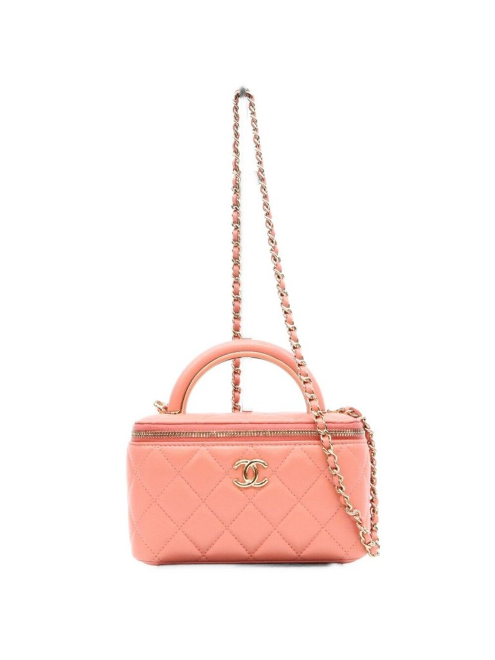 Chanel Pink Lambskin Top Handle Vanity